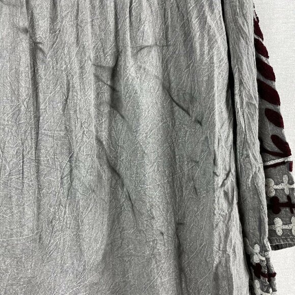 A&A Gray Peasant Blouse top Crochet Embroidered Details - Picture 6 of 9